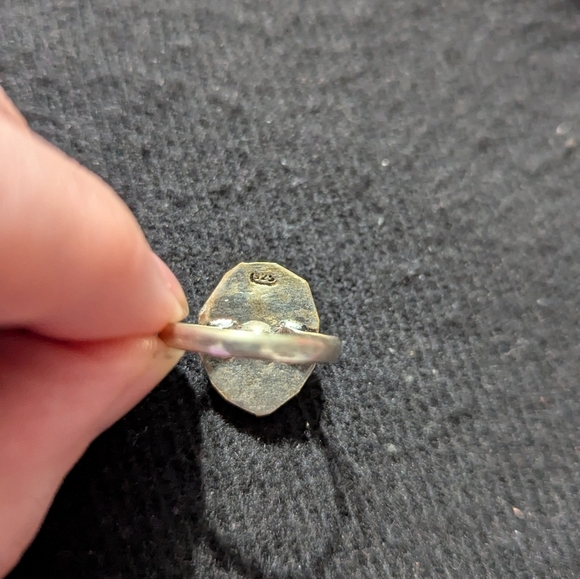 Sterling Silver Green Agate Gemstone Dainty Delicate Statement Ring - Size 6.5 - Picture 5 of 7